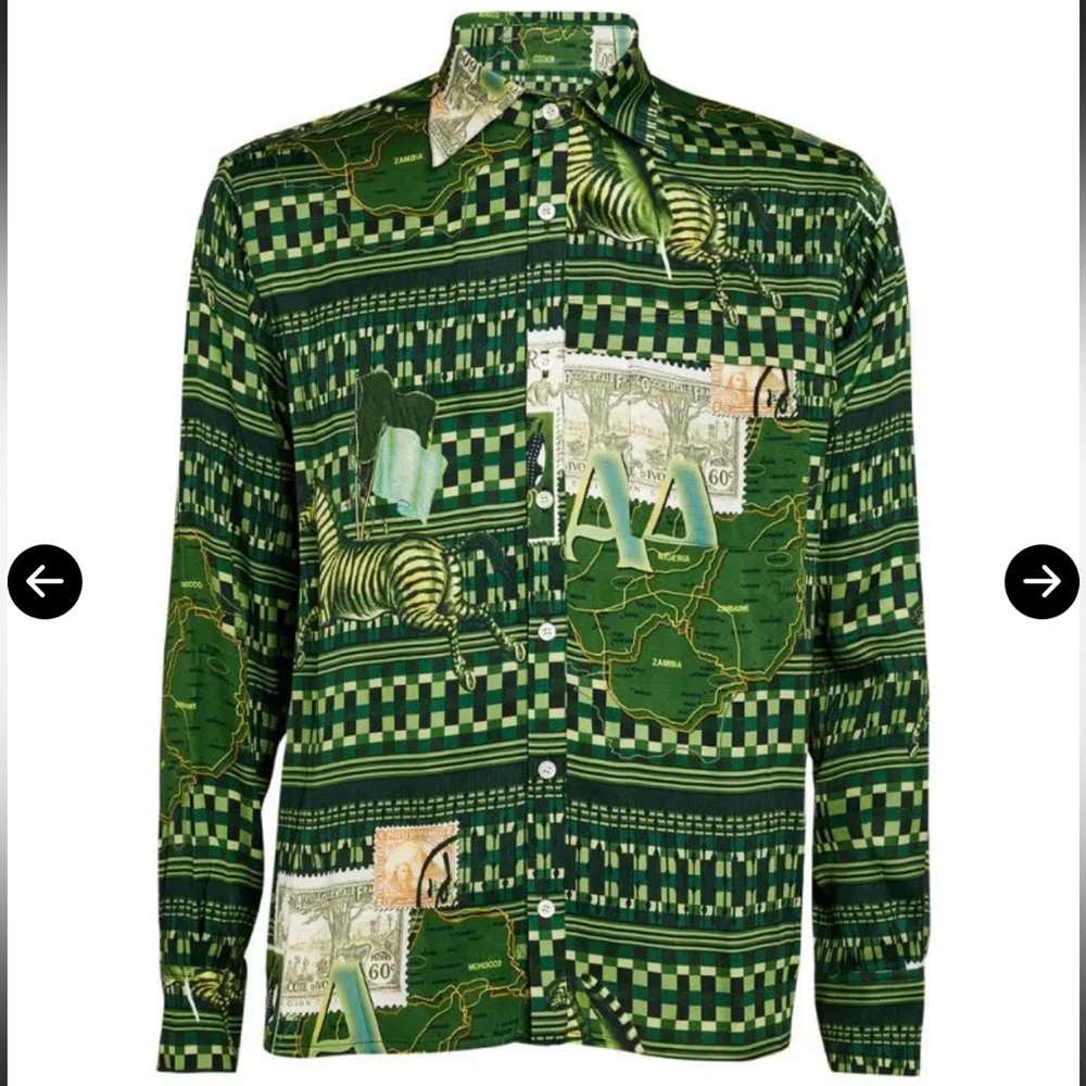 Ahluwalia Geo Map Print Men's Green Patterned Shirt